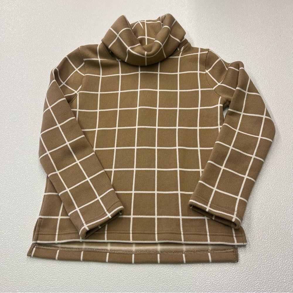 J. Crew Beige Knit Fleece Crewel Neck Pullover Top Size Small